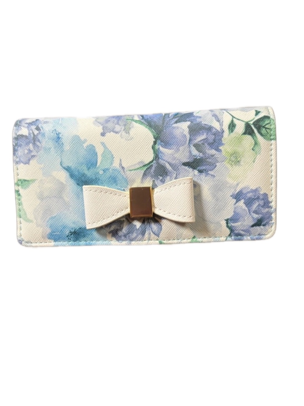 Floral Blue and White Bow Clutch